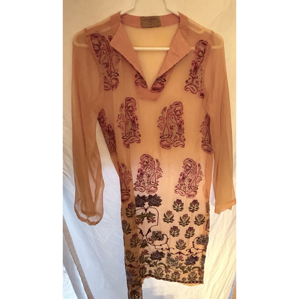 Sana Safinaz Size Small Sheer Embroidered Tunic Dress Kurti
